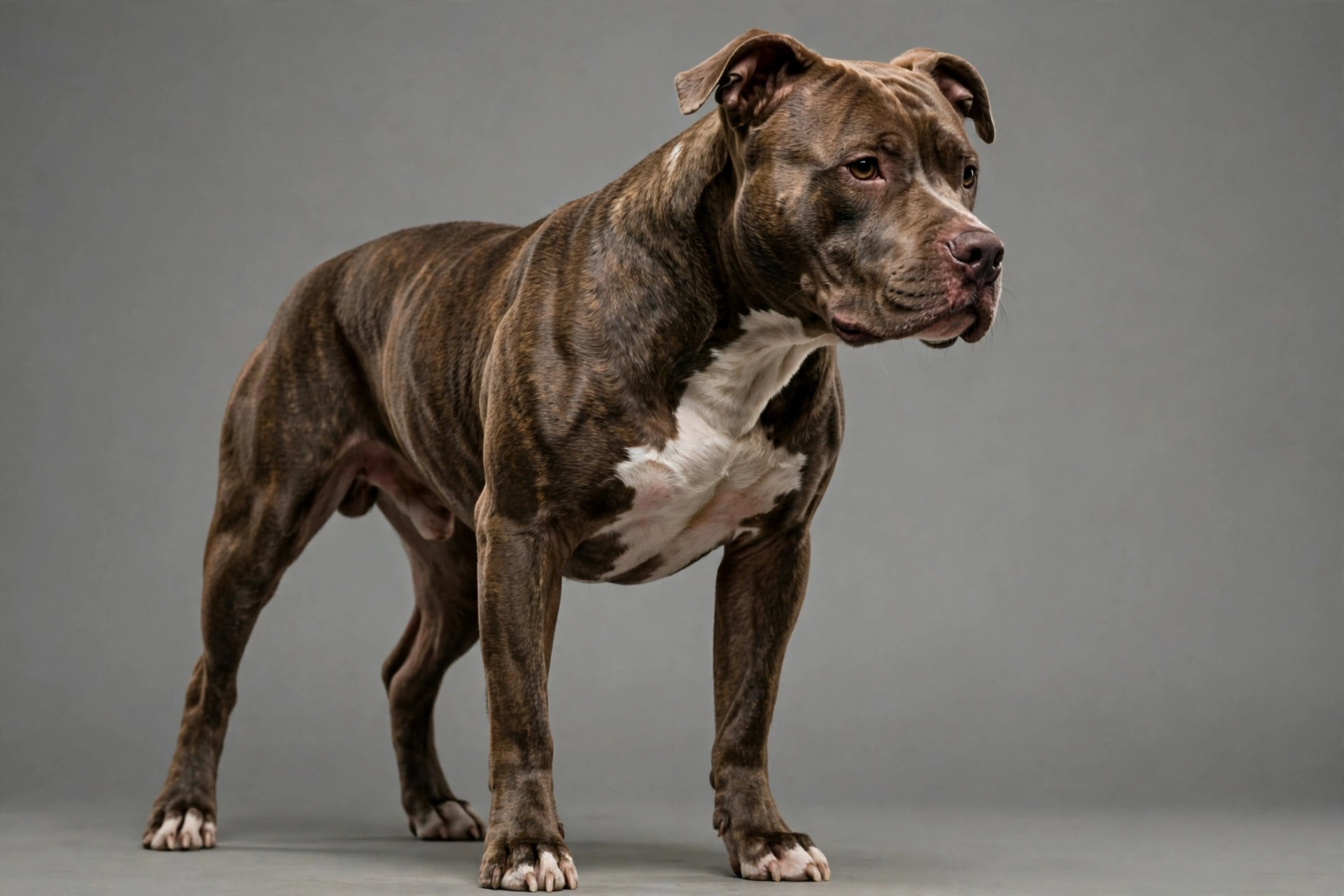 Dog standing completely still with an intense fixed stare