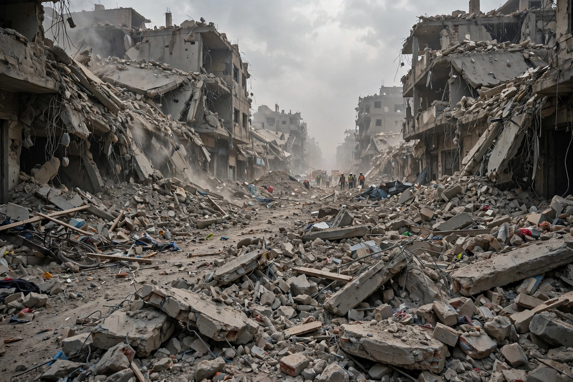 Collapsed buildings and streets in Venezuela after a powerful earthquake