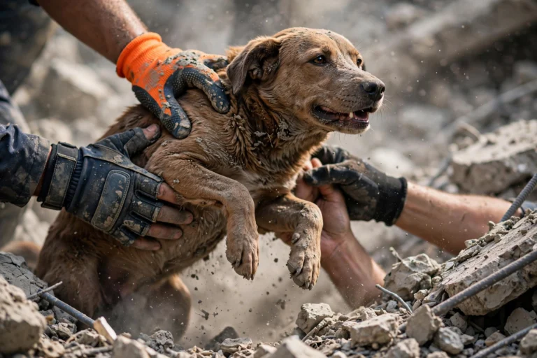 Dog Rescued Alive After Being Trapped Beneath Earthquake Rubble