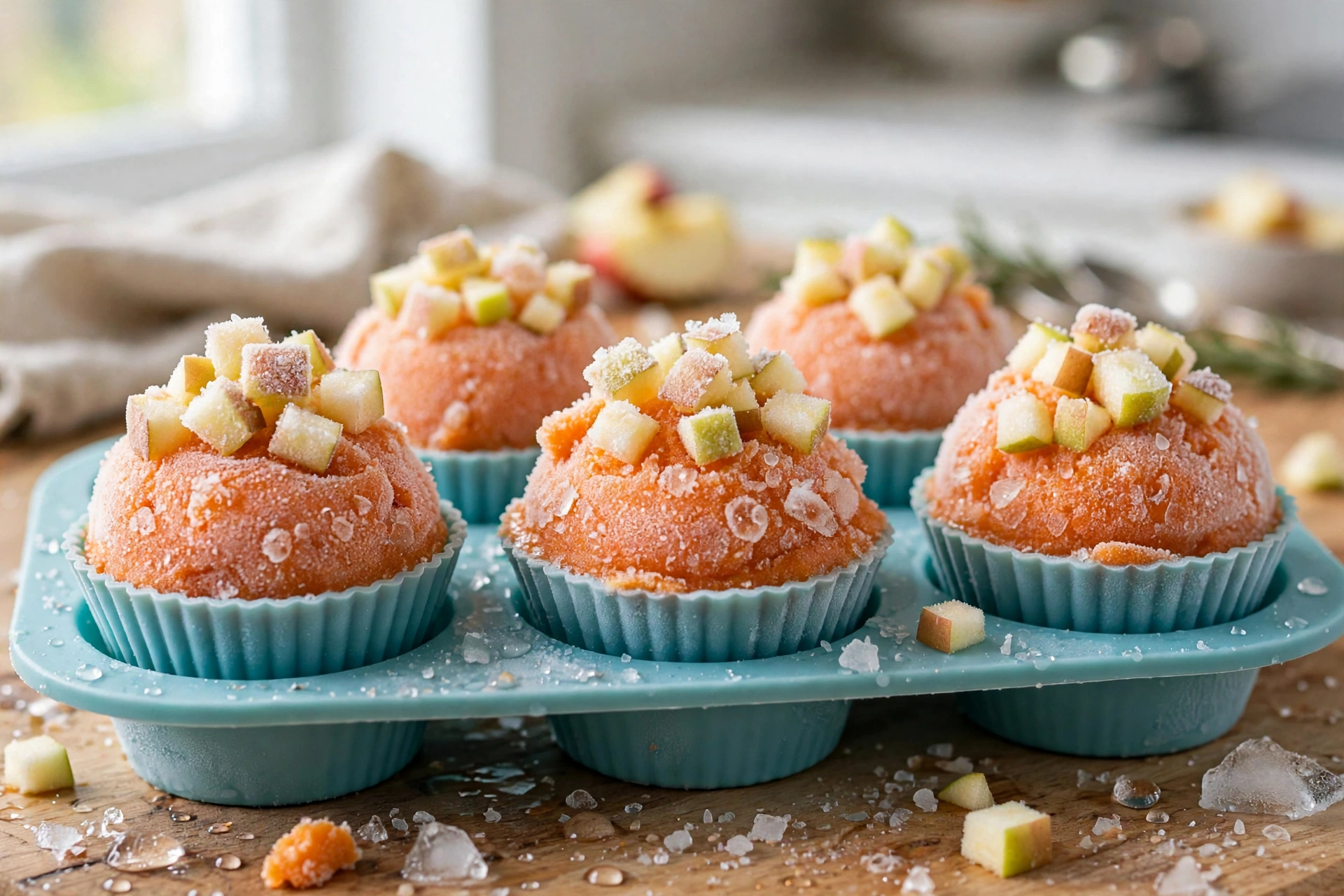Frozen sweet potato apple dog treat cups
