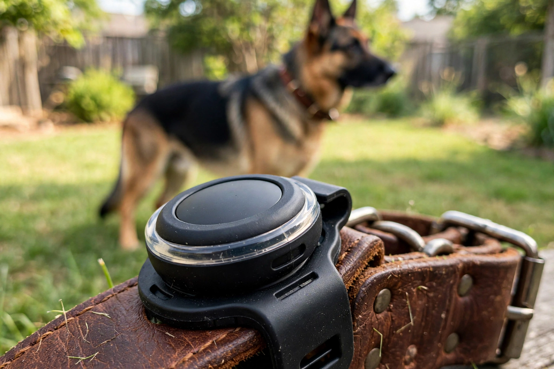 GPS tracker holder attached to a dog collar for escape safety