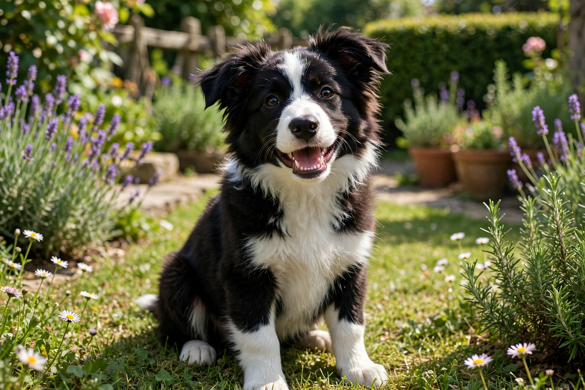 Seven-month-old puppy with a full set of healthy adult teeth