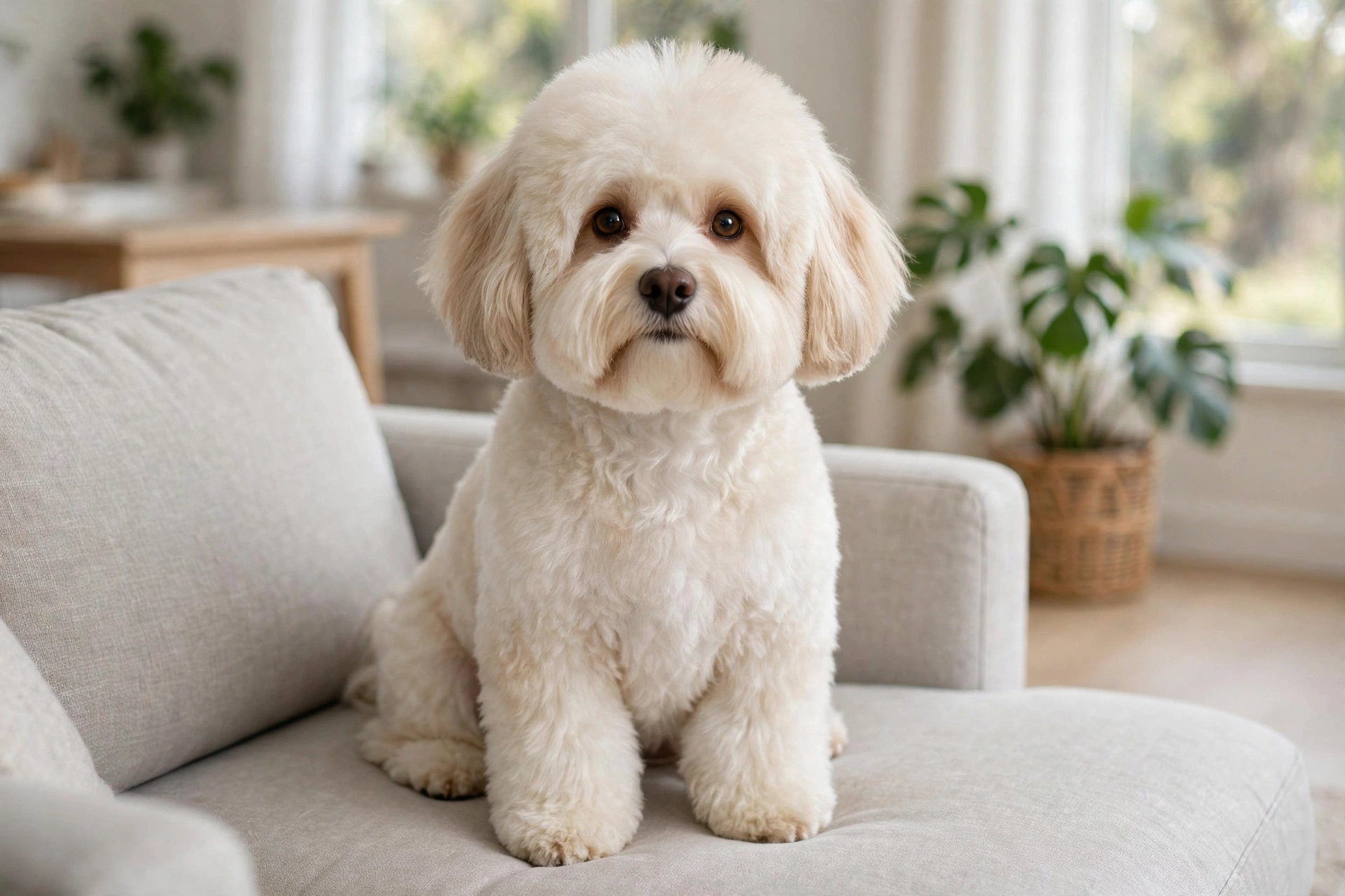Havanese dog with teddy bear haircut and feathered ears