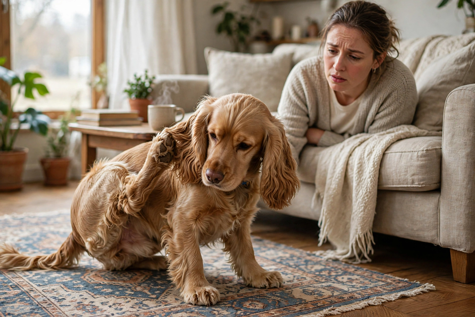 Cocker spaniel scratching its itchy ear, a common sign of a dog yeast infection